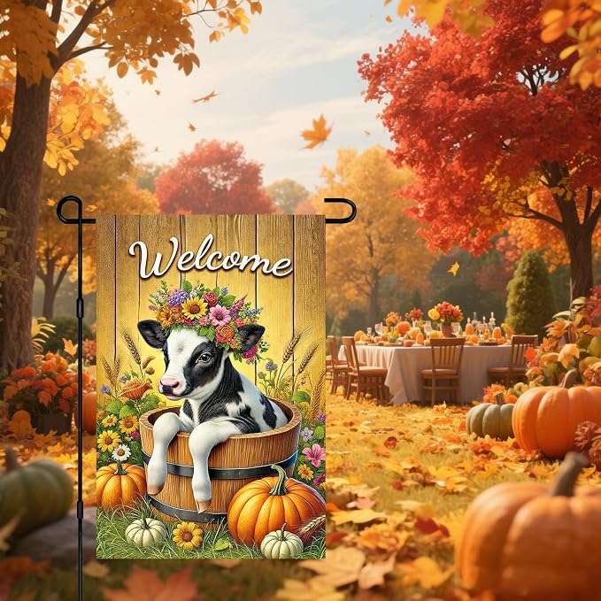 Fall Garden Flag Welcome Calf Animal Garden Flag Farm 12x18 Inch Double Sided - Image 7