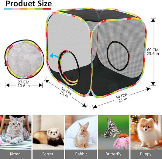 Portable Collapsible Cat Playpen, Escape-Proof Heavy-Duty Mesh Cat Enclosure - Image 2