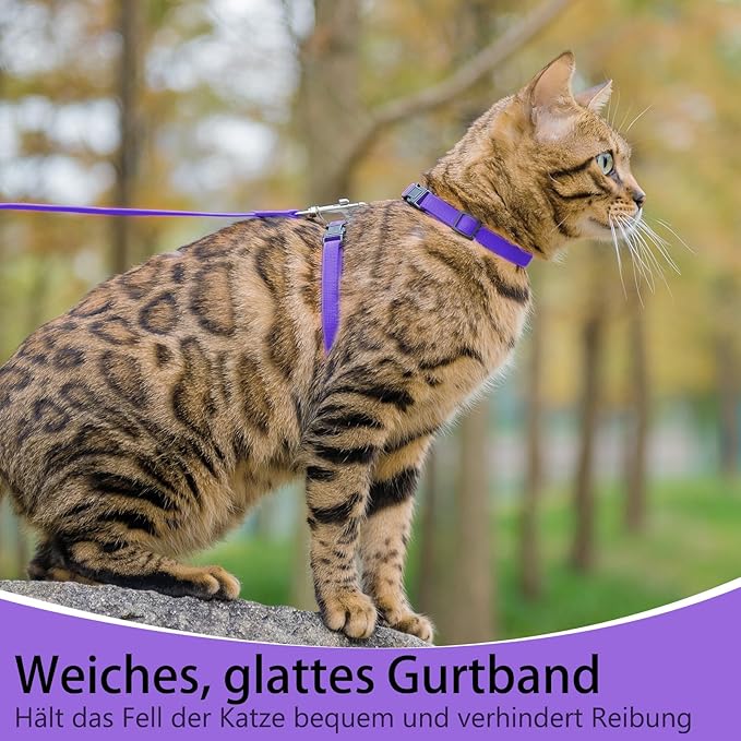 PUPTECK Adjustable Cat Harness and Leash Set Escape Proof Kitten Strap Collar - Image 7