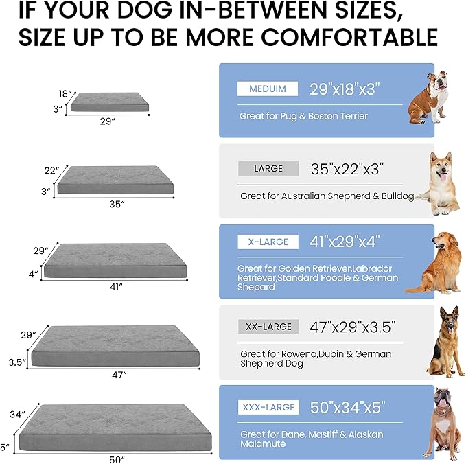Jumbo Dog Bed for Large Dogs, Orthopedic Memory Foam Pet Bed, Washable Dog - Image 6