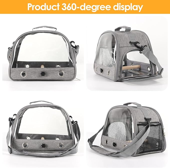 Bird Travel Carrier with Perch Parakeet Backpack Carriers with Stainless Steel - Image 7