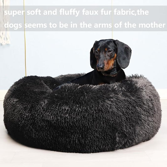 Calming Donut Dogs Beds for Small Dogs Washable, 28inch Plush Round Pet Bed for - Image 2