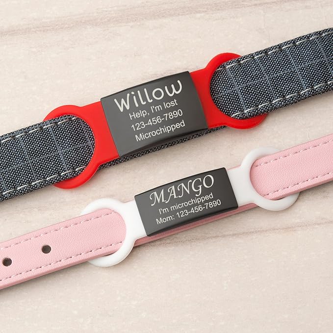 Anavia Slide On Silent Pet ID Tags, S/M/L/XL Personalized Black Stainless Steel - Image 9