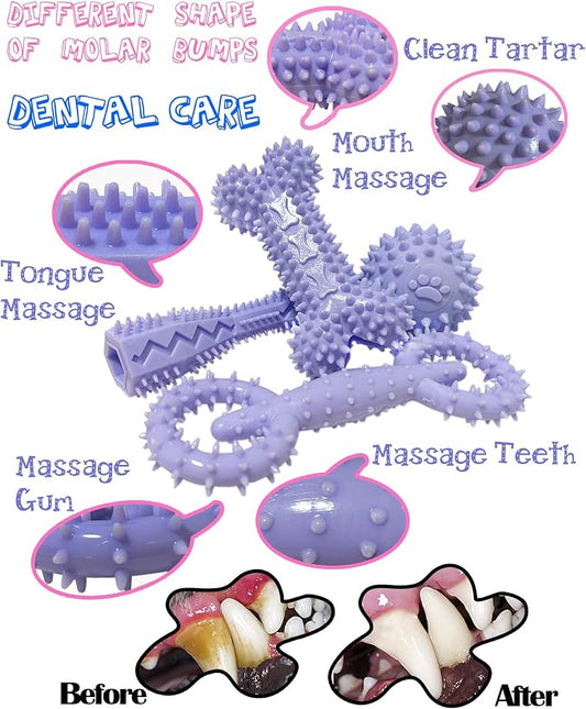 4 Pack Puppy Toys for 2-8 Months Puppies Cute Purple Teething Toys Soft Durable - Image 2