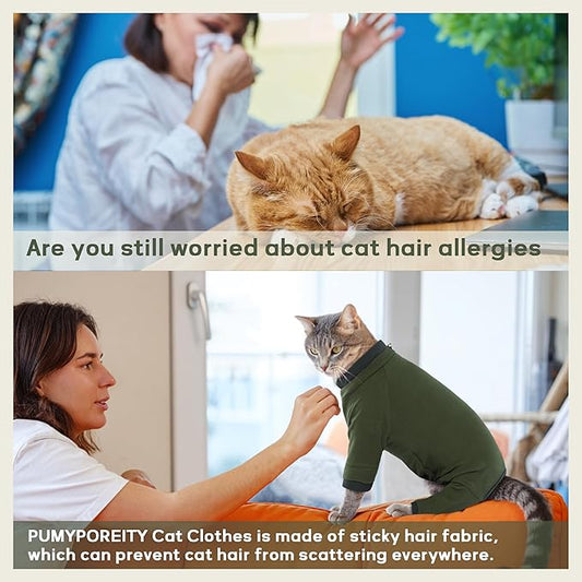 PUMYPOREITY Sticky Hair Cat Clothes, Prevent Hair Loss Cat Pajamas, Soft Cat - Image 2