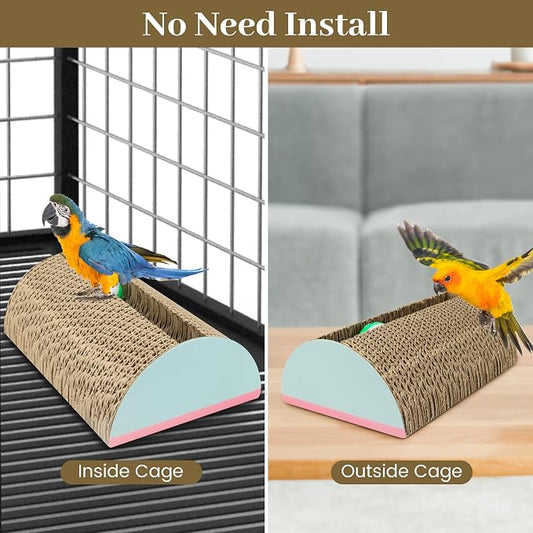 Parrot Cardboard Toy with Jingle Bells Bird Cage Perches Toy - Image 2