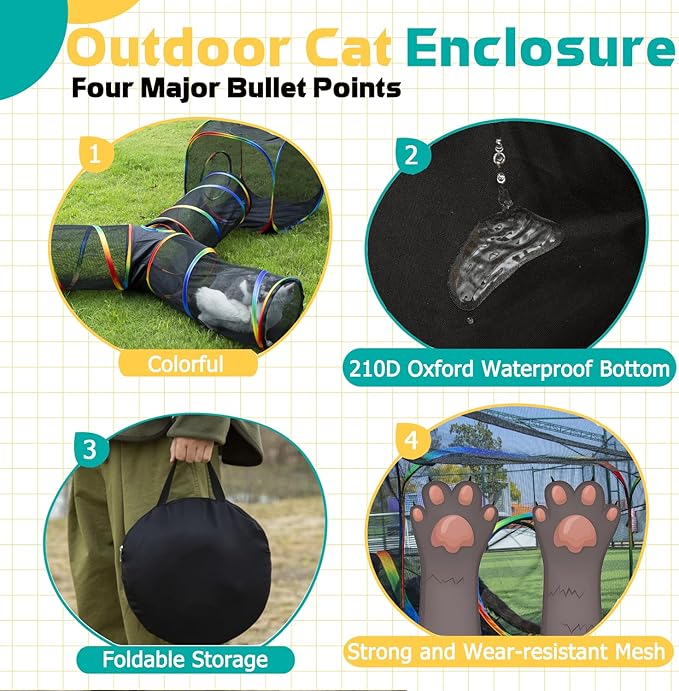 LUCKITTY Outdoor Rainbow Cat Enclosures Playground, Outside House - Image 6