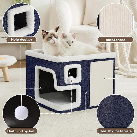 Cat Houses for Indoor Cats, Covered Cat Cave Bed - Image 2