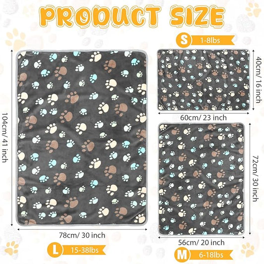 Tegeme 12 Pcs Pet Blankets Soft Fluffy Fleece Dog Cat Warm Paw Print Pattern - Image 2