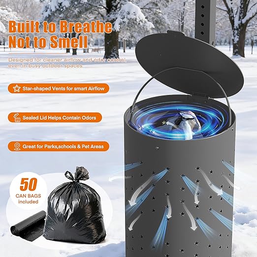 Dog Waste Station Outdoor, Pet Waste Disposal Station Rustproof Aluminum - Image 2