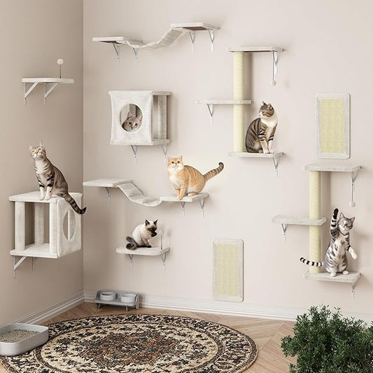 NUNU LAB Cat Wall Shelves, 10-in-1 Wall-Mounted Cat Furniture Set, Large Cat - Image 2