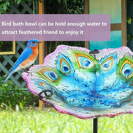 MUMTOP Glass Bird Bath, Garden Outdoor Birdbaths Birdfeeder - Image 2