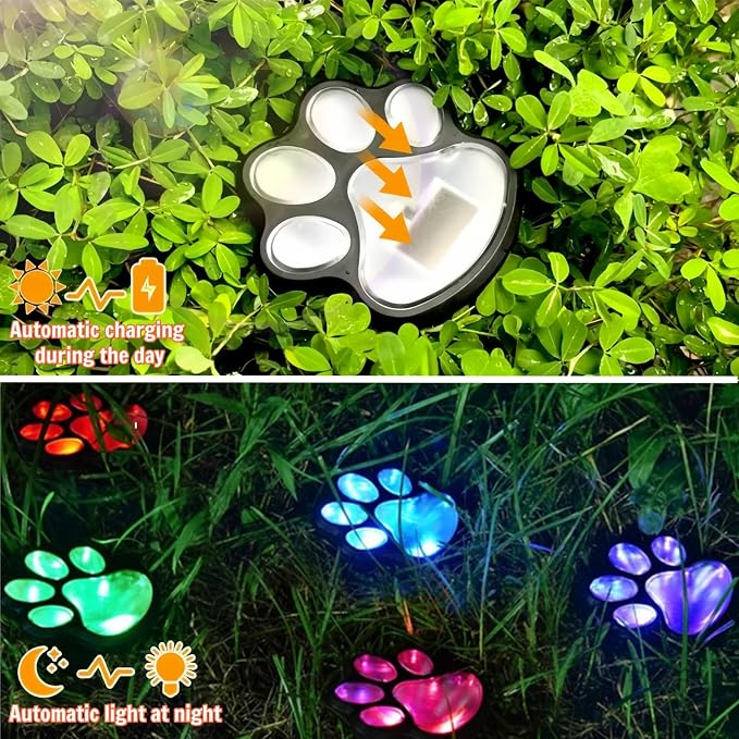 3pcs-Solar Paw Print Lights, Wireless of Cat Dog Animal Solar Lights Outdoor - Image 8
