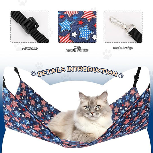 Cat Hammock for Cage Hanging Reversible 2Pack, Pet Hammock Bed Adjustable - Image 2