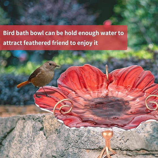MUMTOP 31 Inch Height Glass Birdbath Birdfeeder - Image 2