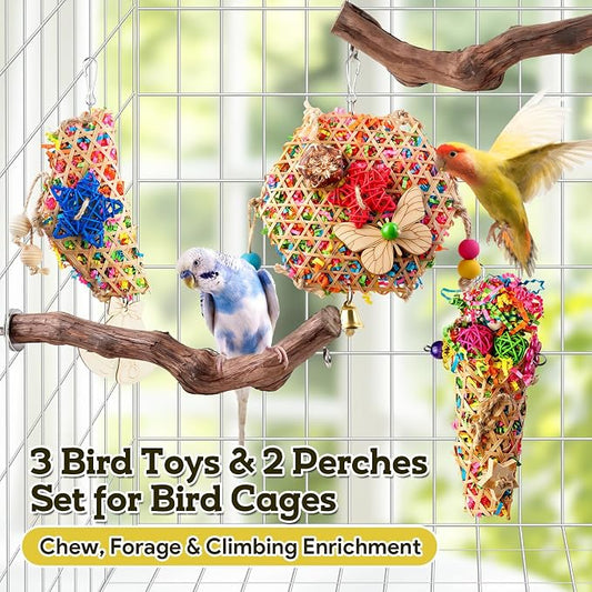 Bird Toys, Parakeet Foraging Toys, Hanging Chewing Toys - Image 2