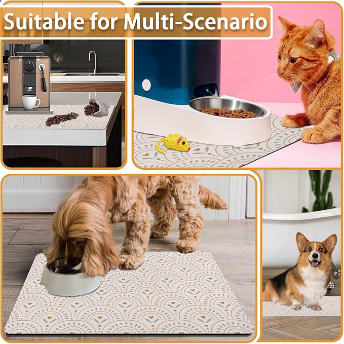 Absorbent Pet Dog Bowl Mat for Food and Water, Pet Cat Food Feeding Mat - Image 7