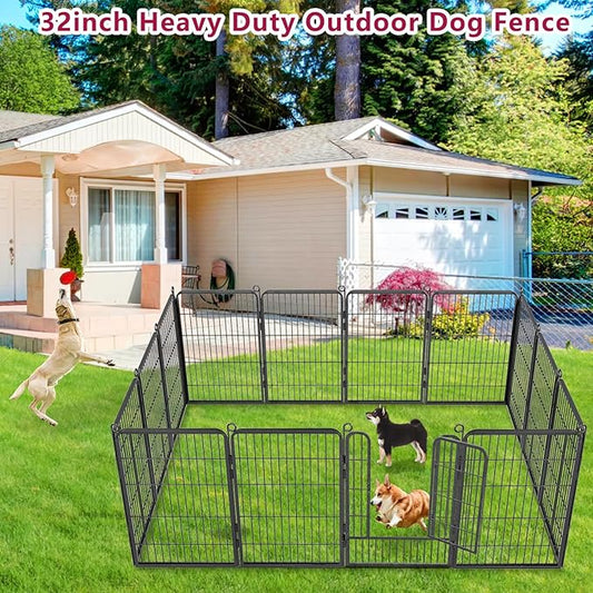 Dog Playpen, 32inch 20 Panels Outdoor Dog Fence Indoor Dog Pen Anti-Rust Pet - Image 2