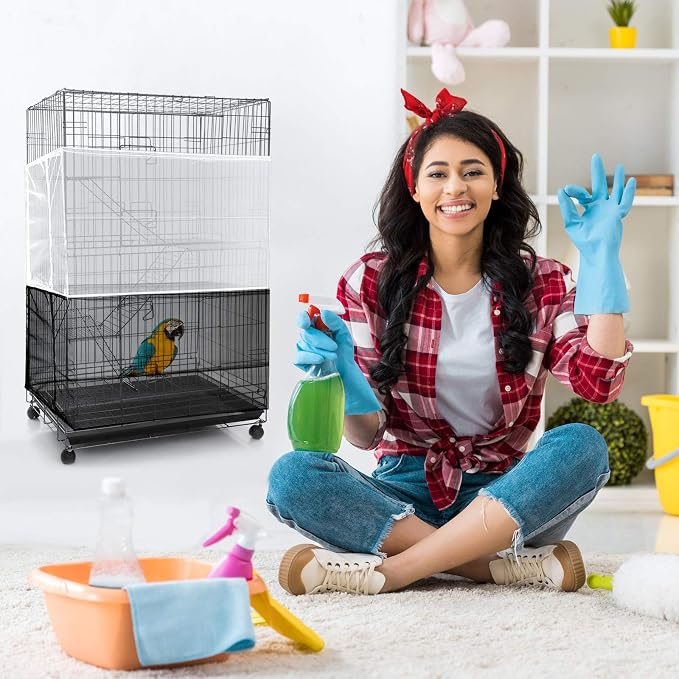 Shappy Large Bird Cage Seed Catcher, Bird Cage Cover Net Skirt Guard, - Image 7