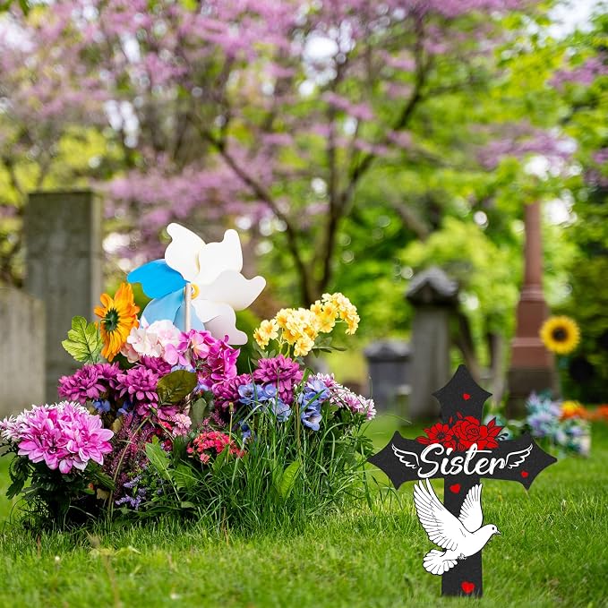 Cross Grave Decorations for Cemetery, Sympathy Memorial Stakes for Loss of - Image 6