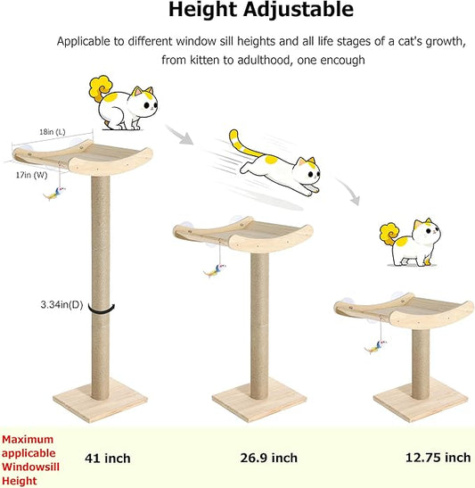 Window Cat Perch with Scratching Posts, Mounted with 3 Strong Suction Cups - Image 2