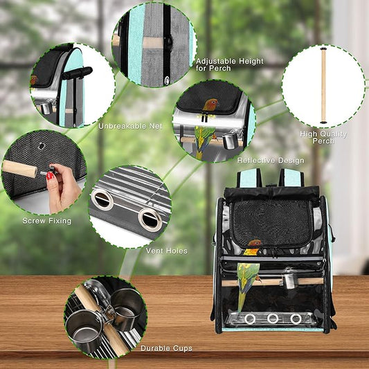 SUERTREE Bird Carrier Bag with Indestructible Stainless Steel Mesh, Bird Travel - Image 2