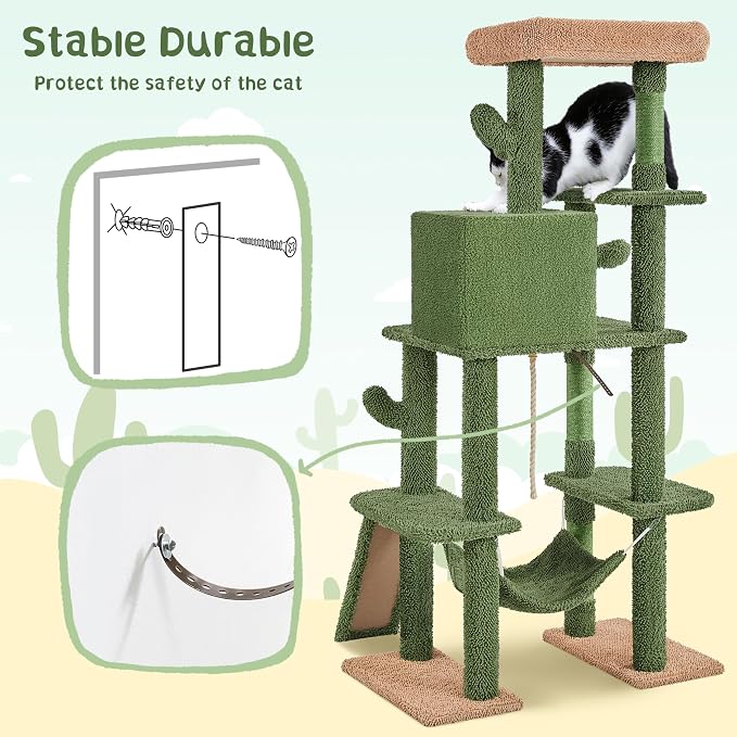 Yaheetech 63in Cactus Cat Tree, Pet Furniture Activity Center - Image 9