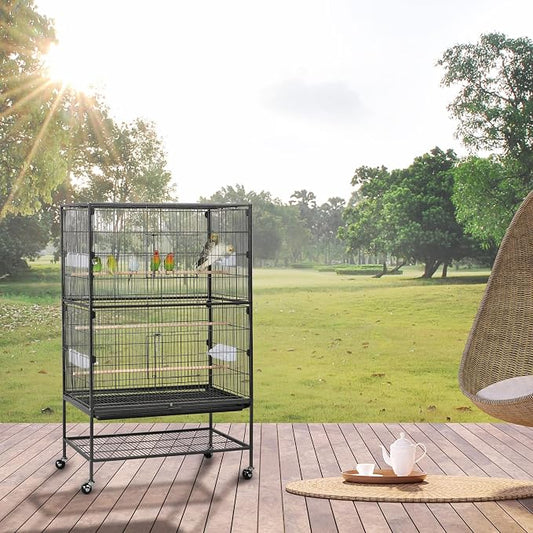 Topeakmart Wrought Iron Large Flight Parrot Bird Cage - Image 2
