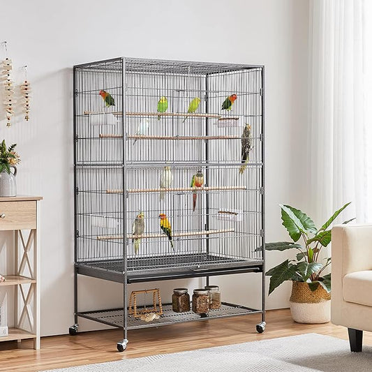 Yaheetech 60.5inch Extra Large Bird Cage Metal Parrot Cage Flight Cage - Image 2