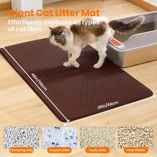 Jumbo Cat Litter Mat, 46x26 Inches Double Layer Honeycomb Litter Trapping Mat - Image 2