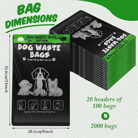 Ireer 20 Count 2000 Pcs Header Bag Bulk Cute Dog Pet Waste Bags Bulk Poop - Image 2
