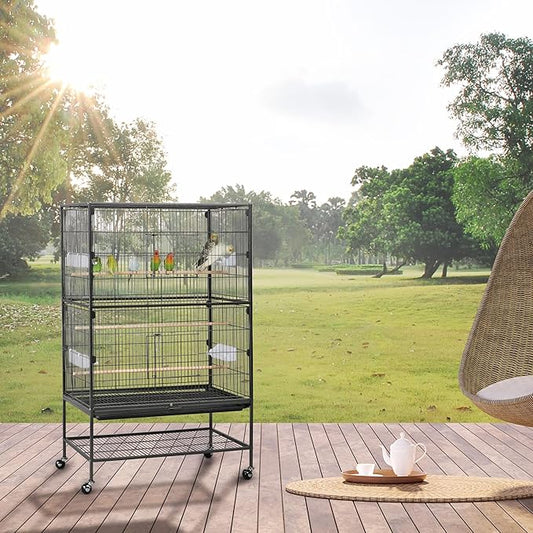 Yaheetech 52-inch Wrought Steel Standing Large Flight King Bird Cage - Image 2