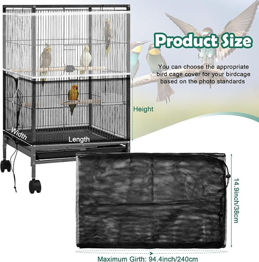 2 Pack Bird Cage Seed Catcher Guard, Bird Cage Cover, Heavy Duty Adjustable - Image 2