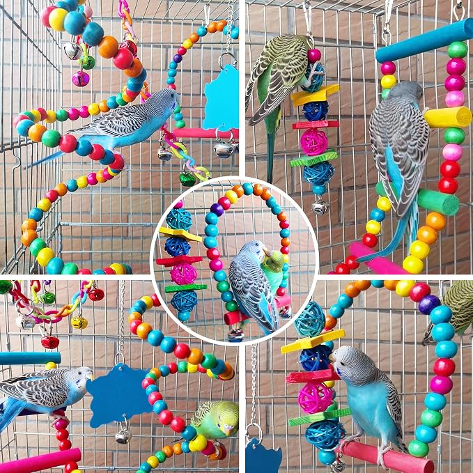 Bird Parakeet Cockatiel Toys, ESRISE Parrots Cage Hammock Swing Climbing - Image 6