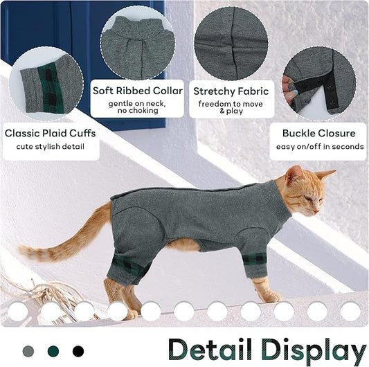 PUMYPOREITY Cat Pajamas, Stretchy 4-Leg Design - Image 2