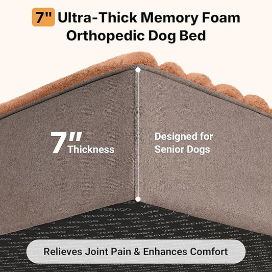 Veehoo Orthopedic Dog Bed for Large Senior Dogs, 7 Inch Thick XXL Memory Foam - Image 2
