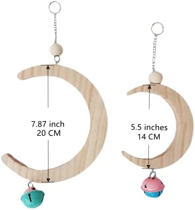 Parakeet Wood Swing Moon Shaped Hanging Ring Bird Branch Chew Parrot Toys - Image 4