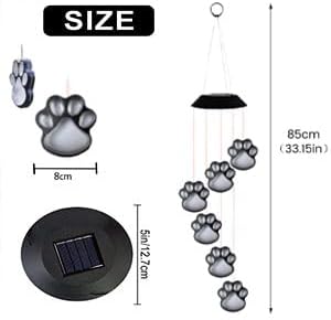 Paw Print Solar Wind Chimes for Outside, Dogs Cat Pet Pawprint Remembrance Wind - Image 7