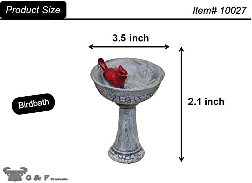 G & F Products MiniGardenn Cardinal Birdbath Pick, 2.25" Polyresin Miniature - Image 2