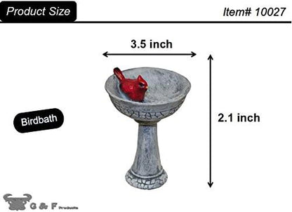 G & F Products MiniGardenn Cardinal Birdbath Pick, 2.25" Polyresin Miniature - Image 2