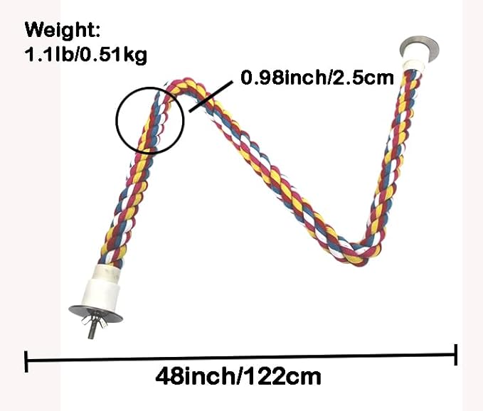 2pcs 48inch Parrot Rope Perches, Bendable Climbing Standing Chew Cage Toys - Image 3