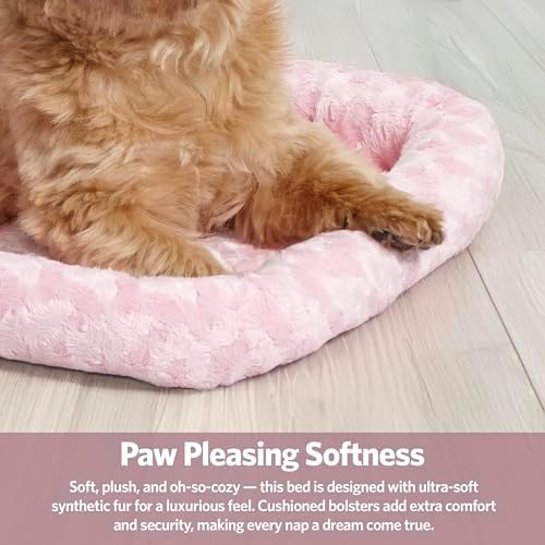 MidWest Homes for Pets QuietTime Fashion XS Dog Bed – Pink Faux Fur Bolster - Image 5