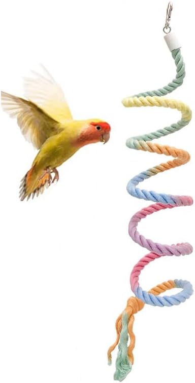 59-Inch Hanging Bird Rope Perch Stand Extra Long Gradient Color Swing by Nopikku