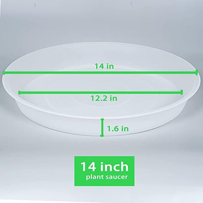 2 Pack of 14 inch Plant Saucer, 1.7" Depth Tray, Large Deep Garden Plastic - Image 2