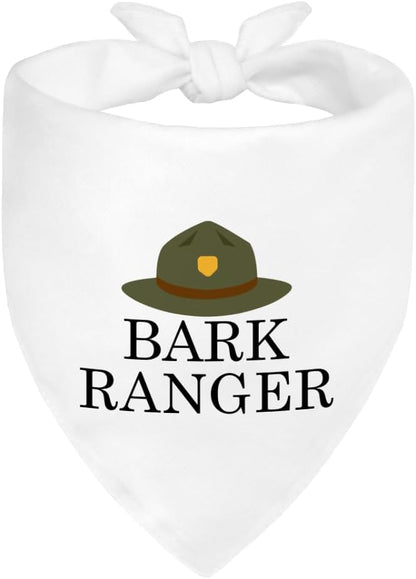 Bark Ranger White Dog Bandana, Funny Puppy Scarf Photo Prop by ZBBFSCSB