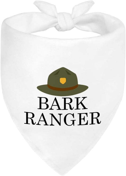 Bark Ranger White Dog Bandana, Funny Puppy Scarf Photo Prop by ZBBFSCSB