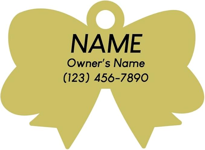 Two Tails Bow Pet ID Tag, Personalized Dog Name Tag - Image 3
