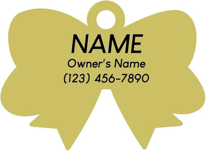 Two Tails Bow Pet ID Tag, Personalized Dog Name Tag - Image 3
