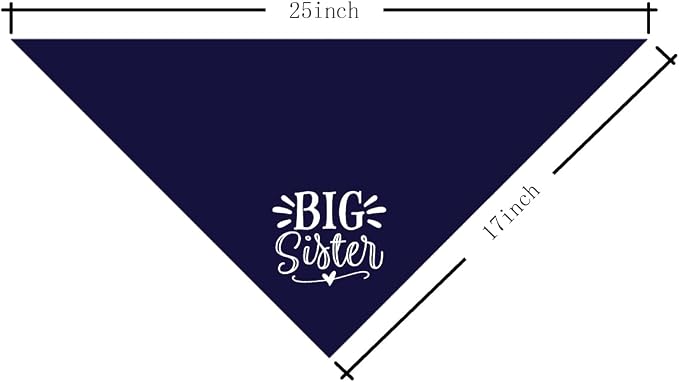 Big Sister Dog Bandanas, Dark Blue Dog Bandana, Pet Triangle Scarf Accessories - Image 4