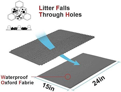 Pieviev Cat Litter Mat Double Layer Waterproof Urine Proof Trapping Mat 1 Pack) - Image 2